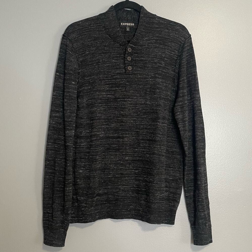 Express Dark Gray Cotton Wool Knit Pullover Sweater NEW